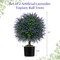 Purple Artificial Topiary Trees Set of 2 with Leaves and Cement Base